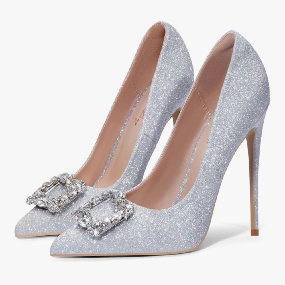 Sparkling Silver Embellished Heels